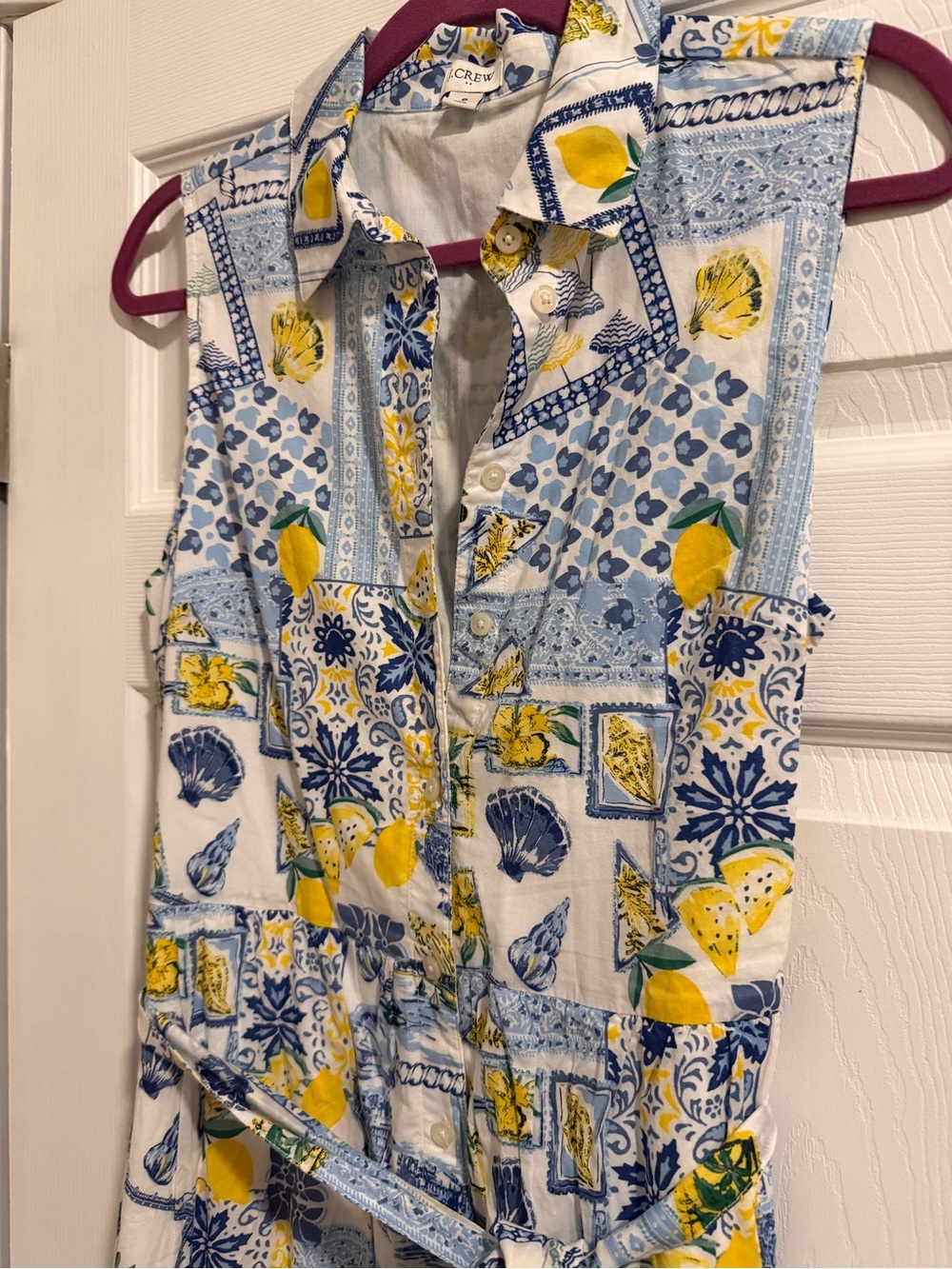 J Crew Dolce Vita Lemons button front positano Italy vacation 100% cotton summer - Picture 3 of 10